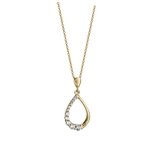 Collier en vermeil cha�ne avec pendentif forme goutte oxydes blancs 42+3cm - Vue 2