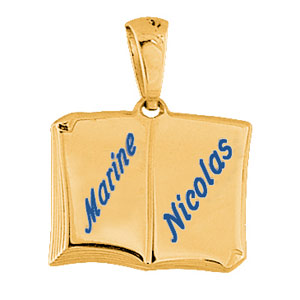 Pendentif en vermeil livre ouvert � graver petit mod�le - plaque prestige - Vue 2