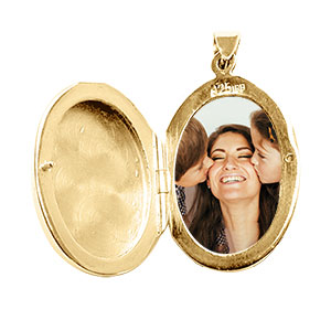 Pendentif en vermeil cassolette ovale ouvrag� - possibilit� d\'ins�rer 1 ou 2 photos droite et gauche - Vue 2