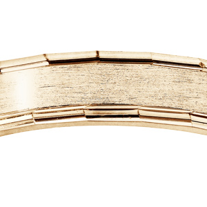 Alliance en vermeil 4mm avec bande satin�e au milieu et bords bossel�s brillants - Vue 2