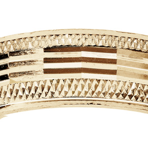 Alliance en vermeil diamant�e sur le bord avec longues striures largeur 5mm - Vue 2