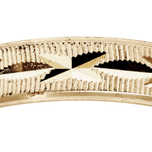 Alliance en vermeil diamant�e en X avec striures largeur 4mm - Vue 2