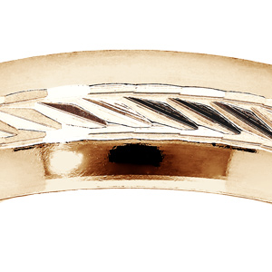 Alliance en vermeil 6mm avec bande cisel�e en diagonale au milieu et bords brillants - Vue 2