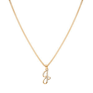 Collier en vermeil pendentif initiale j oxydes blancs sertis - 42+3cm - Vue 2