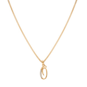 Collier en vermeil pendentif initiale O oxydes blancs sertis  - 42+3cm - Vue 2