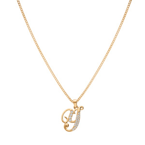 Collier en vermeil pendentif initiale Y oxydes blancs sertis  - 42+3cm - Vue 2
