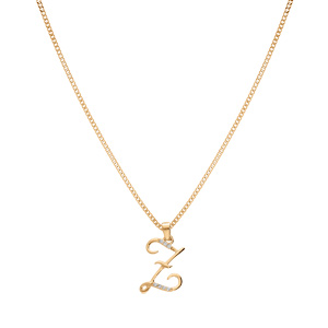 Collier en vermeil pendentif initiale Z oxydes blancs sertis  - 42+3cm - Vue 2