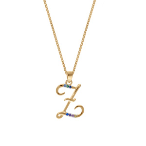 Collier en vermeil pendentif initiale Z oxydes multi couleurs sertis  - 42+3cm - Vue 2