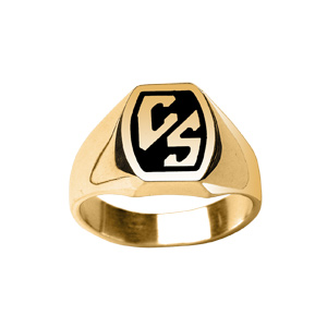 Chevali�re en vermeil plateau tonneau 13mm X 10mm en onyx synth�tique - Vue 2