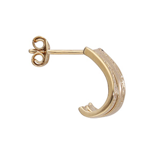 Cr�oles en plaqu� or petit mod�le triple anneau avec oxydes blancs sertis et fermoir poussette - Vue 2