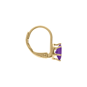 Boucles d\'oreille en plaqu� or oxyde violet serti, fermoir dormeuse - Vue 2