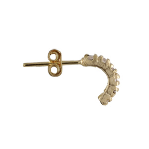 Cr�oles en plaqu� or petit mod�le avec rail d\'oxydes blancs et fermoir poussette - Vue 2