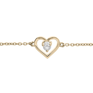 Bracelet en plaqu� or cha�ne avec coeur et oxyde blanc 14+3cm - Vue 2