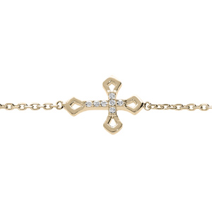 Bracelet en plaqu� or cha�ne avec croix et oxydes blancs sertis 16+2cm - Vue 2
