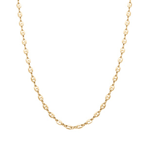 Collier en plaqu or maille grains de caf - largeur 3mm et longueur 42cm - Vue 2