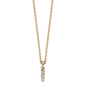 Collier en plaqu or chane avec pendentif initiale H orne d\'oxydes blancs - longueur 45cm - Vue 2