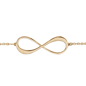 Bracelet en plaqu� or cha�ne symbole infini � graver 1 ou 2 pr�noms - longueur 16cm + 3cm de rallonge - Vue 2