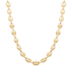 Collier en plaqu or maille grains de caf  largeur 7mm et longueur 55cm - Vue 2