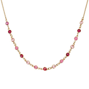 Collier en plaqu� or tutti frutti roses 40+5cm - Vue 2