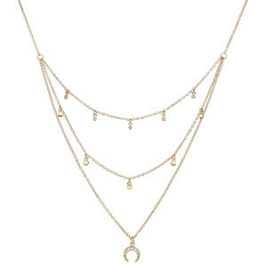 Collier en plaqu� or triple rang avec pampilles 39+4cm - Vue 2