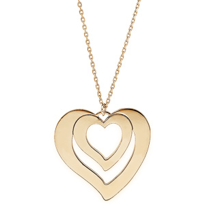 Collier en plaqu� or jaune avec pendentif coeur � graver 1, 2, 3 ou 4 pr�noms 40+5cm - Vue 2
