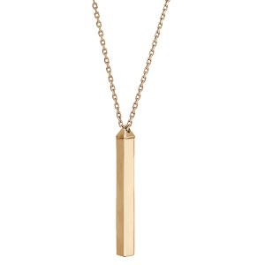 Collier en plaqu� or jaune avec pendentif tube 4 faces � graver 1, 2, 3 ou 4 pr�noms 40+5cm - Vue 2