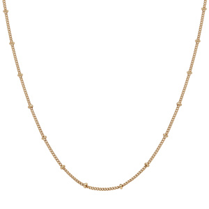 Collier en plaqu� or maille gourmette avec boules 60cm r�glable 55cm - Vue 2