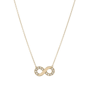 Collier en plaqu� or infini pr�noms � graver avec oxydes blancs sertis 42+3cm - Vue 2