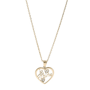 Collier en plaqu� or cha�ne avec pendentif coeur \