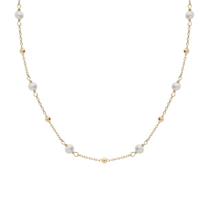 Collier en plaqu� or cha�ne avec perles de culture d\'eau douce 38+4cm - Vue 2