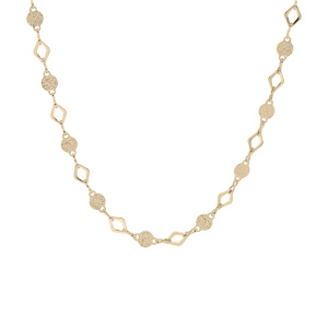 Collier en plaqu� or pastilles diamant�es et ajour�es 40+5cm - Vue 2