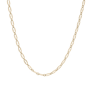 Collier en plaqu� or maillons ovales ajour�s diamant�s 40+5cm - Vue 2