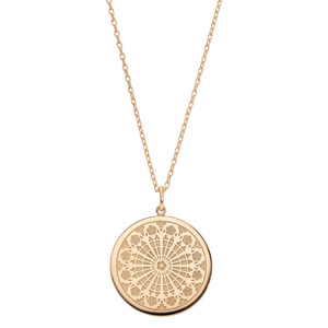 Collier en plaqu� or avec Pendentif rosace de strasbourg 40+5cm - Vue 2