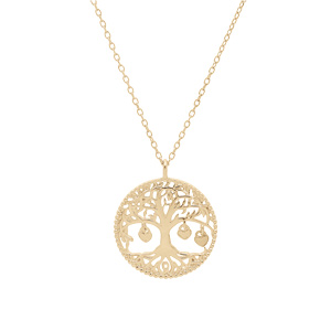 Collier en plaqu� or cha�ne avec pendentif arbre de vie et pampilles 3 coeurs dor� (couple famille) 44cm r�glable 42 et 40 - Vue 2