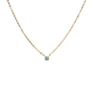Collier en plaqu� or cha�ne avec pendentif pierre v�ritable Topaze bleu 3mm 38+5cm - Vue 2
