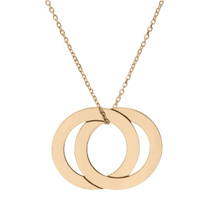 Collier en plaqu� or cha�ne avec pendentif anneaux fix�s � graver 40+5cm - Vue 2