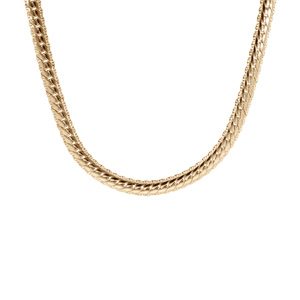 Collier en plaqu� or maille serpent 3.5mm l�ger bomb� de chaque c�t� longueur 42cm - Vue 2