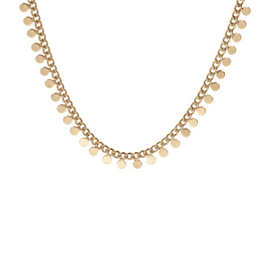 Collier en plaqu� or cha�ne avec pampilles multi rondelles lisses 40+5cm - Vue 2
