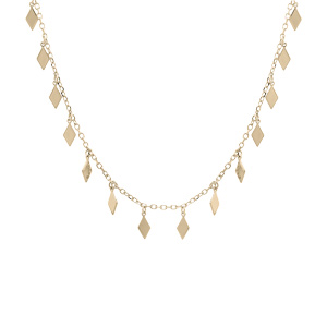 Collier en plaqu� or cha�ne avec multi plaquettes en forme losange 40+3cm - Vue 2