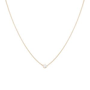 Collier solitaire plaqu� or oxyde blanc 4mm sertis 6 griffes r�glable 38 � 42cm - Vue 2