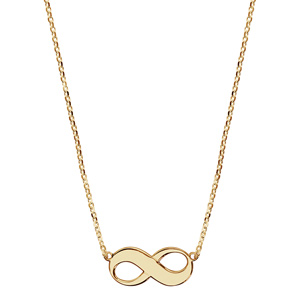 Collier en plaqu� or cha�ne avec pendentif symbole infini � graver - longueur 42cm + 3cm de rallonge - Vue 2