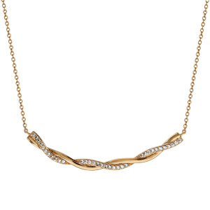 Collier en plaqu� or cha�ne avec pendentif torsade avec 1 brin lisse et l\'autre orn� d\'oxydes blancs sertis - longueur 40cm + 4cm de rallonge - Vue 2