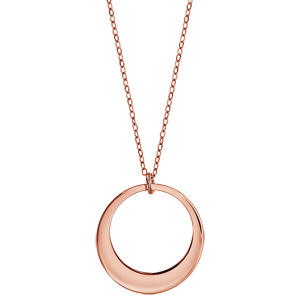Collier en plaqu� or rose cha�ne avec pendentif 1 anneau pr�nom � graver - longueur 40cm + 5cm de rallonge - Vue 2