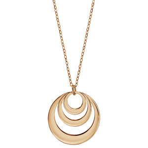 Collier en plaqu� or cha�ne avec pendentif 3 anneaux pr�noms � graver - longueur 40cm + 5cm de rallonge - Vue 2