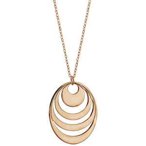 Collier en plaqu� or cha�ne avec pendentif 4 anneaux 4 pr�noms � graver - longueur 40cm + 5cm de rallonge - Vue 2