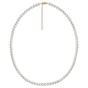 Collier en plaqu� or et perles Swarovski blanches de 5mm - longueur 45cm + 5cm de rallonge - Vue 2