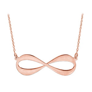 Collier en plaqu� or rose cha�ne avec pendentif infini � graver 3 ou 4 pr�noms - longueur 40cm + 5cm de rallonge - Vue 2