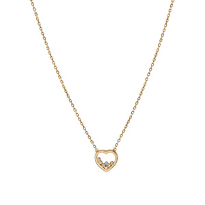 Collier en plaqu� or coeur 7 oxydes blancs sertis 38cm + 4cm - Vue 2