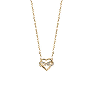 Collier en plaqu� or coeur infini oxydes blancs sertis 42cm - Vue 2