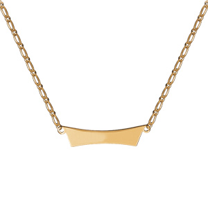 Collier en plaqu� or mailles 1+1 avec plaque pr�nom � graver en forme de trap�ze - Vue 2
